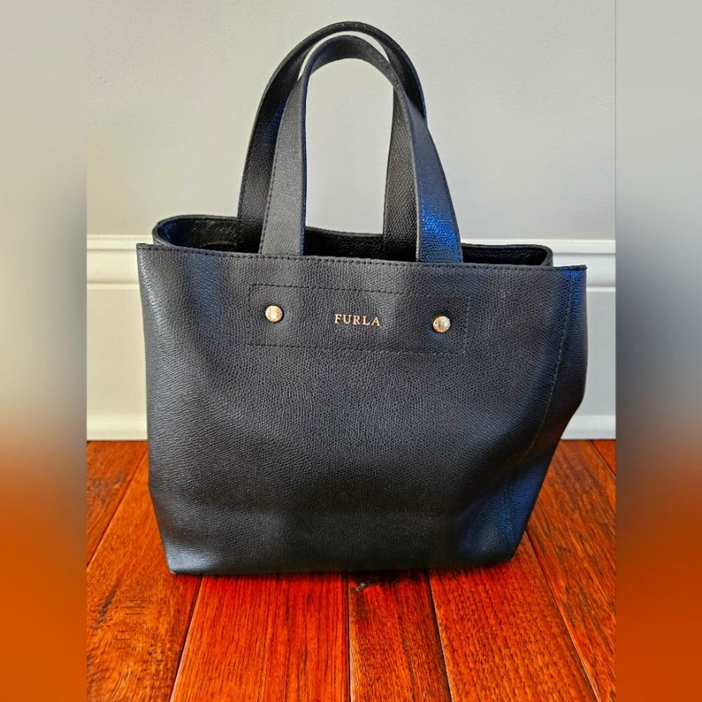 Furla Black Structured Leather Tote